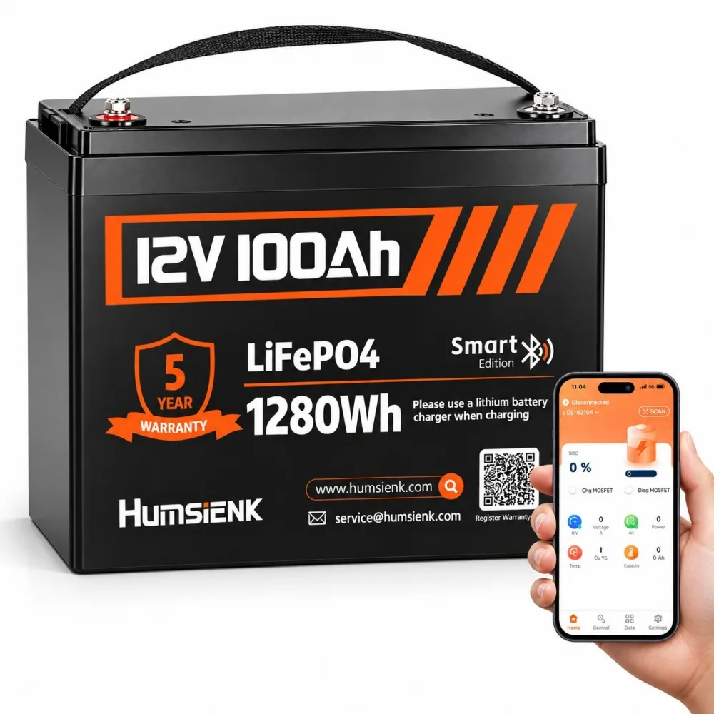LiFePO4 12V 100Ah Humsienk з Smart BMS 100A, 1280Wh із Bluetooth для ДБЖ